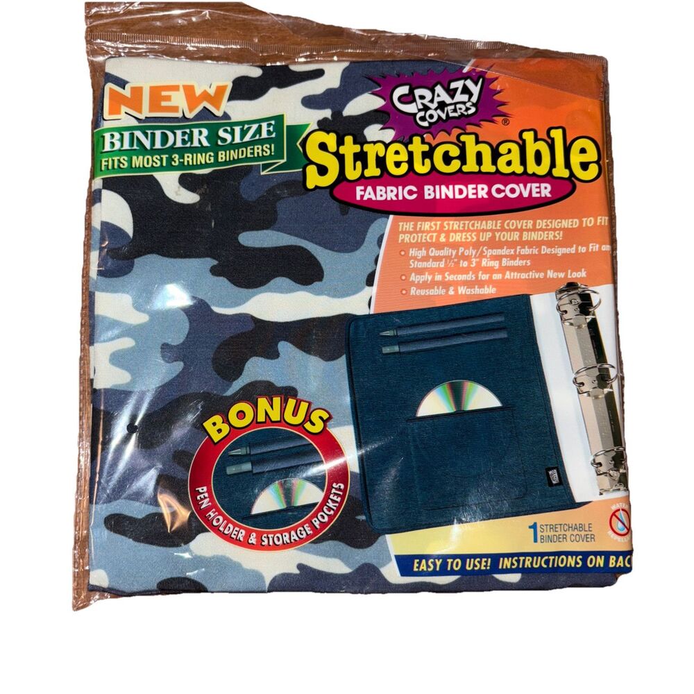 Crazy Covers Stretchable Fabric Book Cover Blue Camouflage [New in Package]